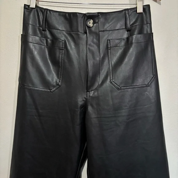 Maeve Anthropologie Colette Black Wide Leg Cropped Pants Size 30 - Picture 2 of 7